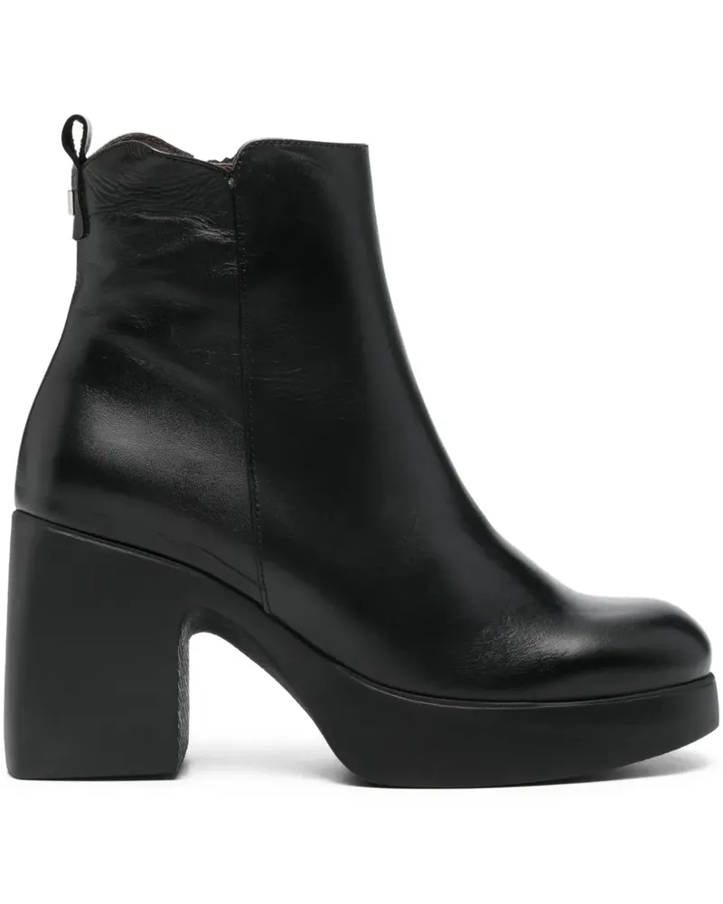 Wonders Stiefeletten mit Blockabsatz 80mm - Schwarz Schwarz