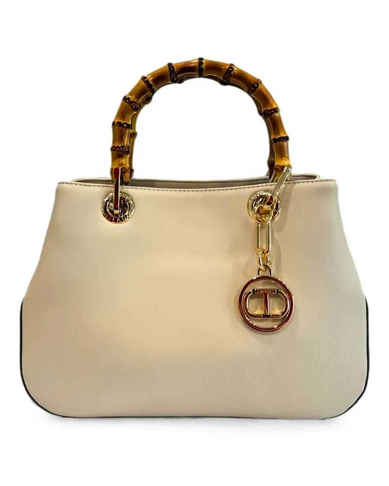 Twin-Set Gekörnte Tote Bag mit Bambushenkel - Nude Nude