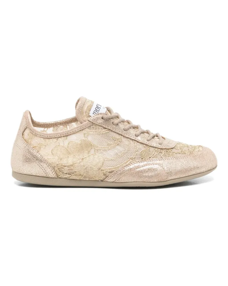 Jimmy Choo Metallic-Sneakers mit Spitzeneinsatz - Nude Nude