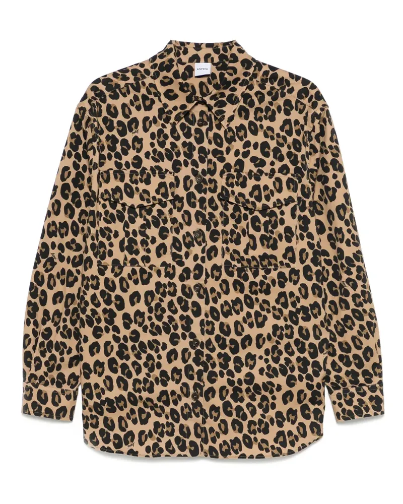 ASPESI Hemd mit Leoparden-Print - Braun Braun