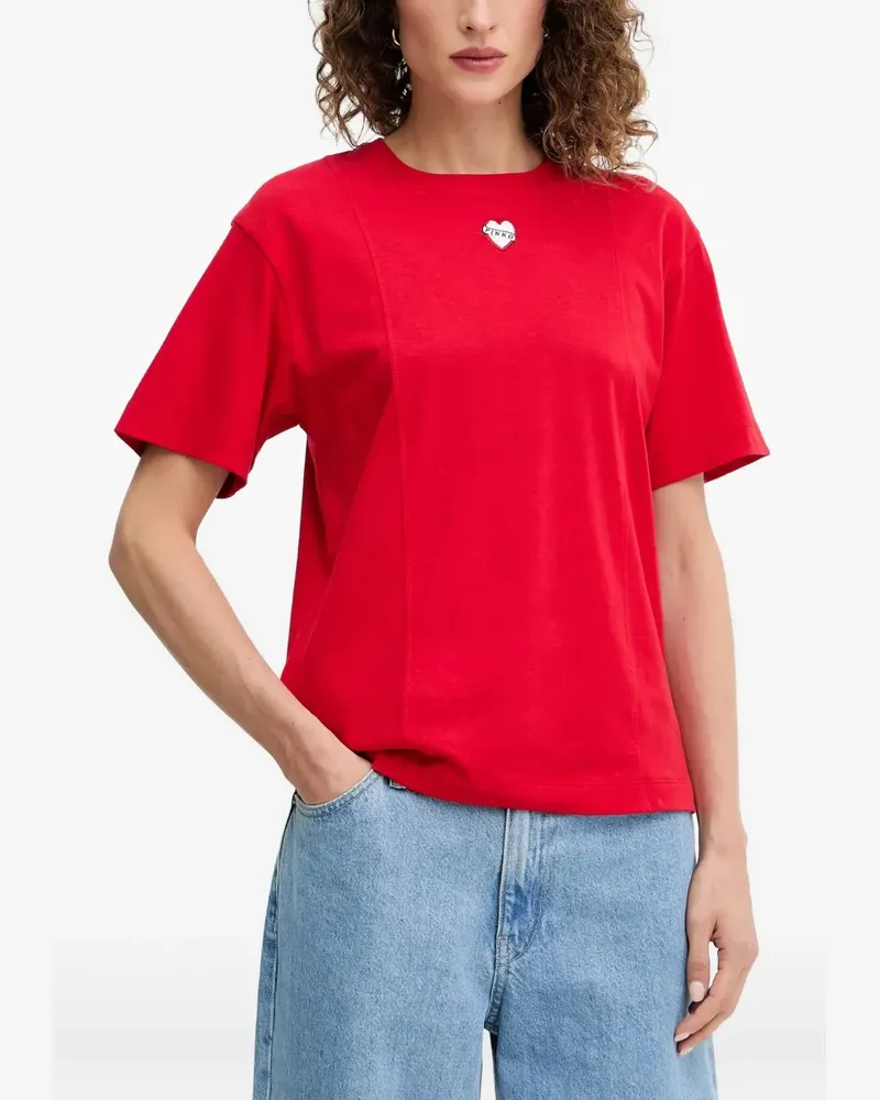 Pinko Tortino T-Shirt mit Herzstickerei - Rot Rot