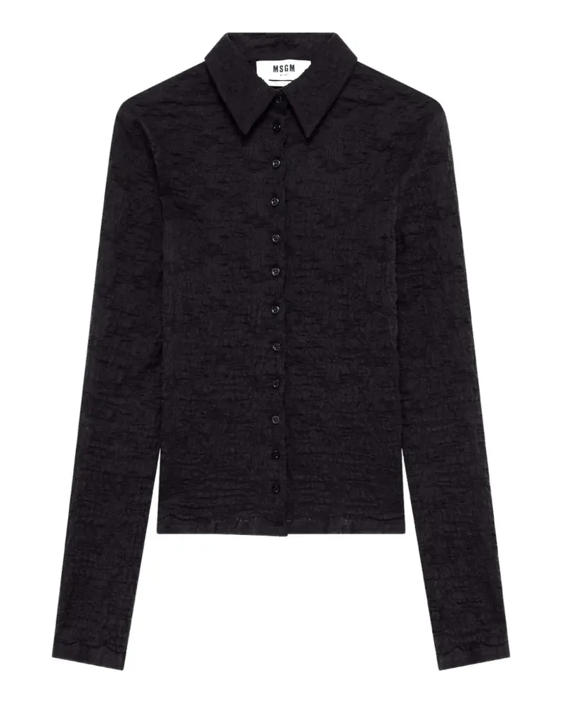 MSGM Hemd mit Knitteroptik - Schwarz Schwarz