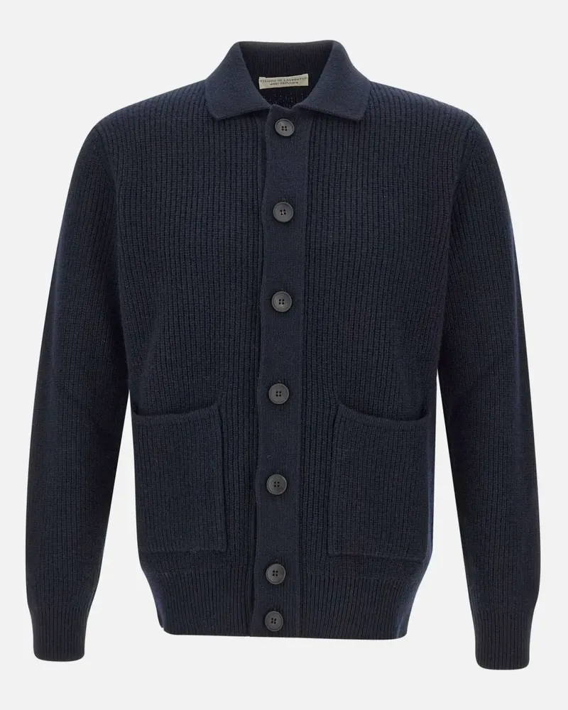 Filippo de Laurentiis Gerippter Cardigan mit aufgesetzten Taschen - Blau Blau