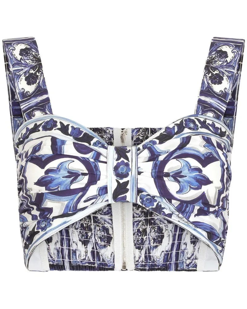 Dolce & Gabbana Bralette-Top mit Majolica-Print - Blau Blau