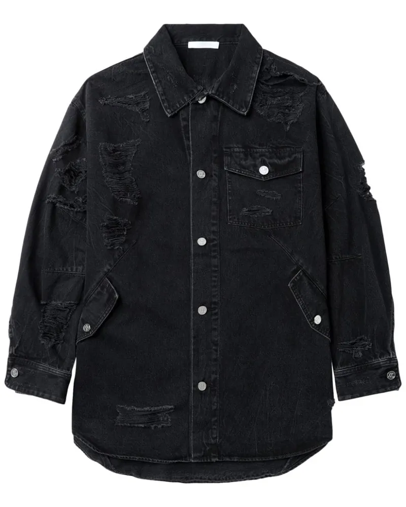 Helmut Lang Hemd in Distressed-Optik - Schwarz Schwarz