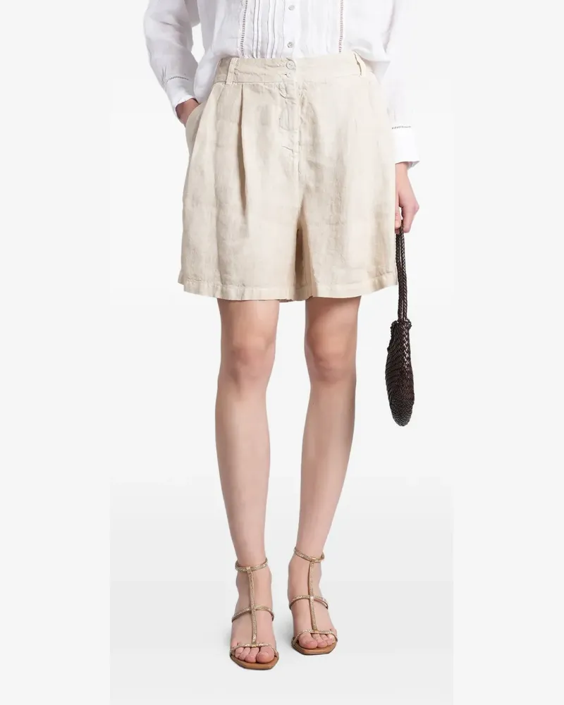 120% Lino pleated-detail shorts - Nude Nude