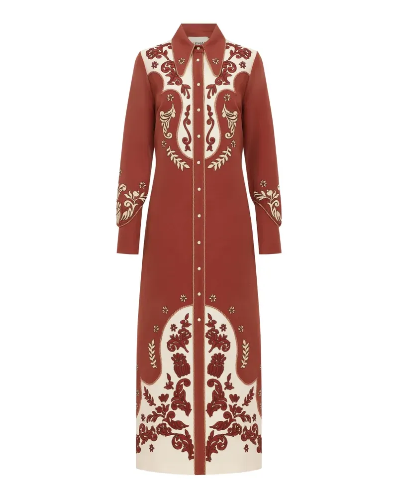 ALEMAIS Duke embroidered midi dress - Orange Orange