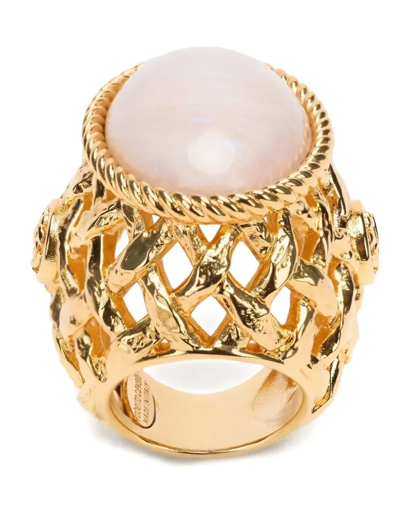 Roberto Cavalli Lattice Ring - Gold Gold