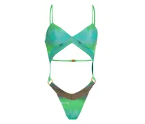 Badeanzug mit Batikmuster - Grün