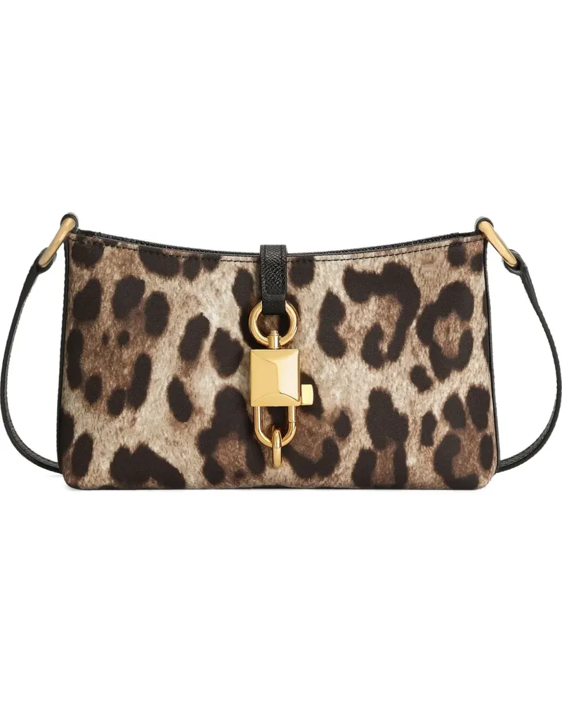 Dolce & Gabbana leopard-print padlock mini cross body bag - Nude Nude