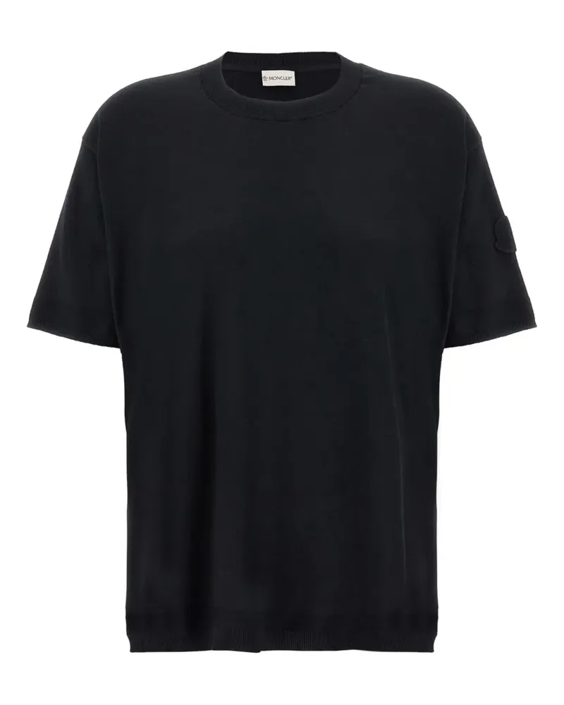 Moncler T-Shirt mit Logo-Patch - Schwarz Schwarz