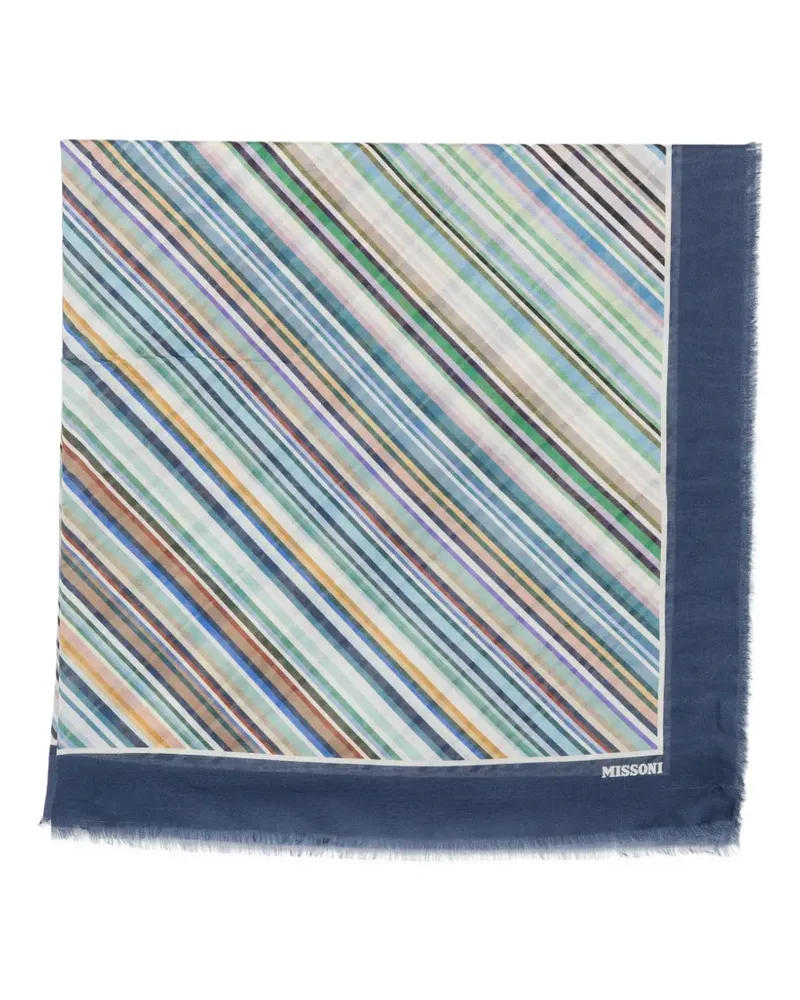 Missoni diagonal-stripe fringed scarf - Blau Blau