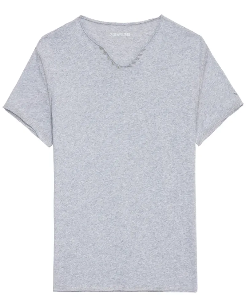 Zadig & Voltaire T-Shirt mit Henley-Kragen - Grau Grau