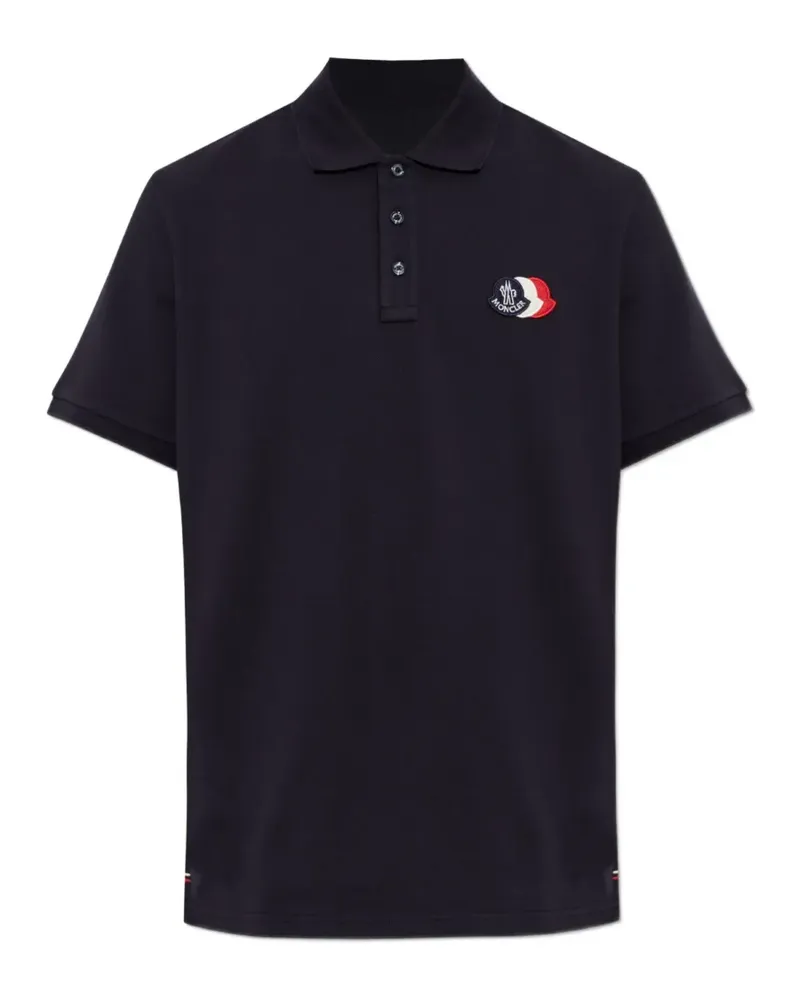 Moncler logo-patch short-sleeve polo shirt - Blau Blau
