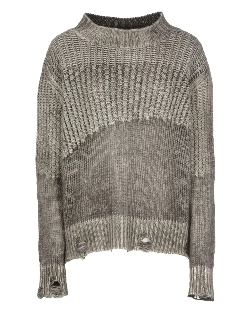 Avant Toi Gerippter Pullover im Distressed-Look - Grau Grau