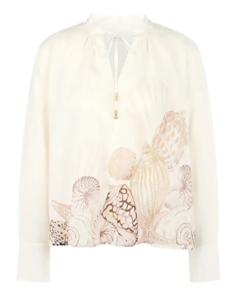 Marc Cain seashell-print tie-neck blouse - Nude Nude