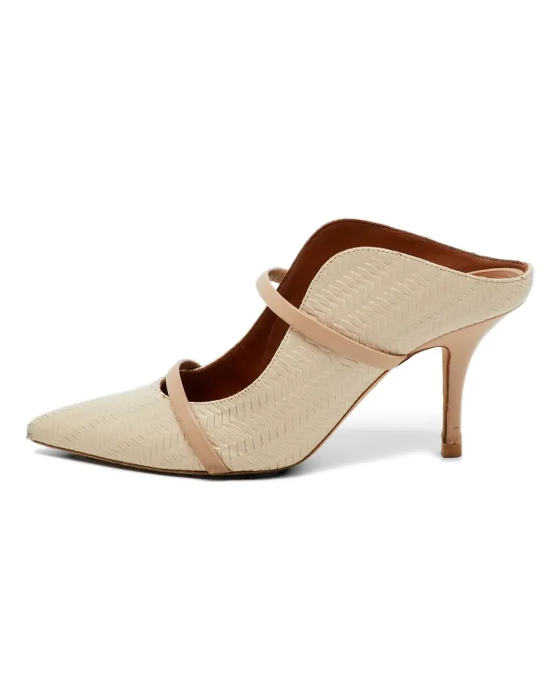 Malone Souliers woven-effect leather heeled mules - Nude Nude