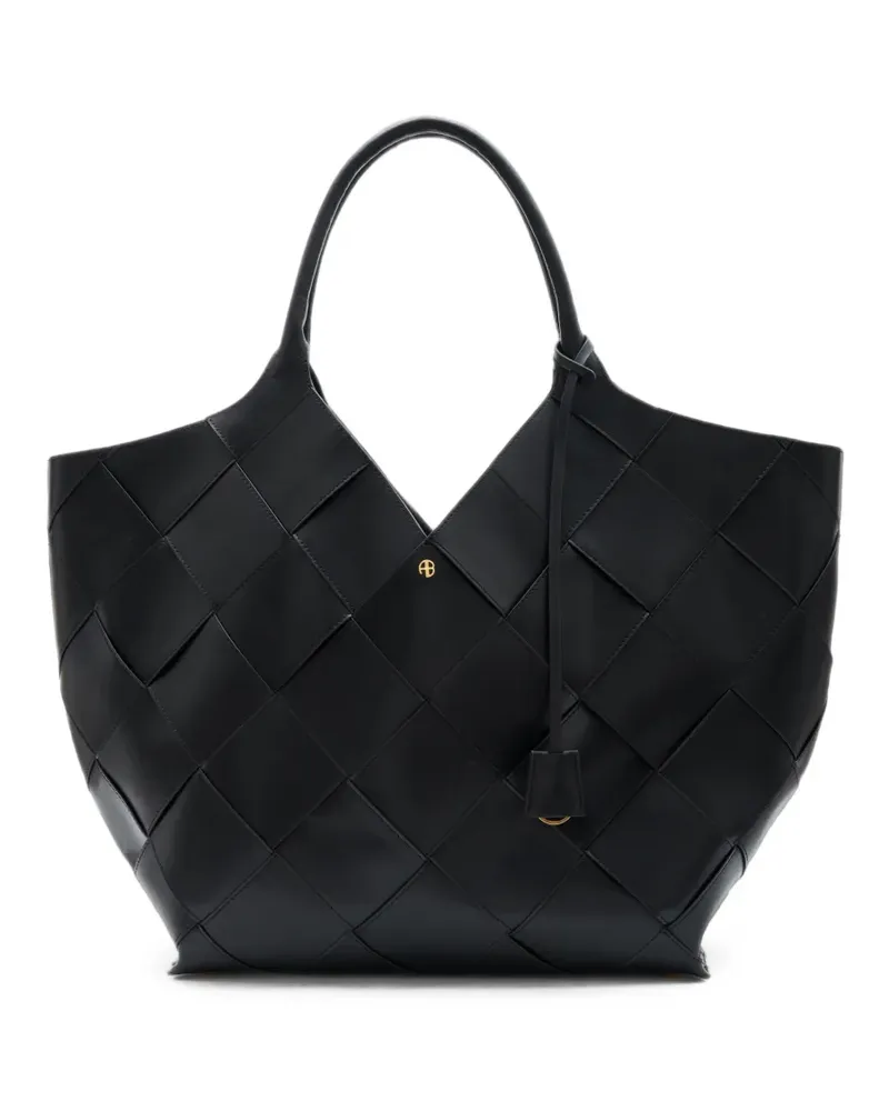 Anine Bing Lili Tote Bag aus geflochtenem Leder - Schwarz Schwarz