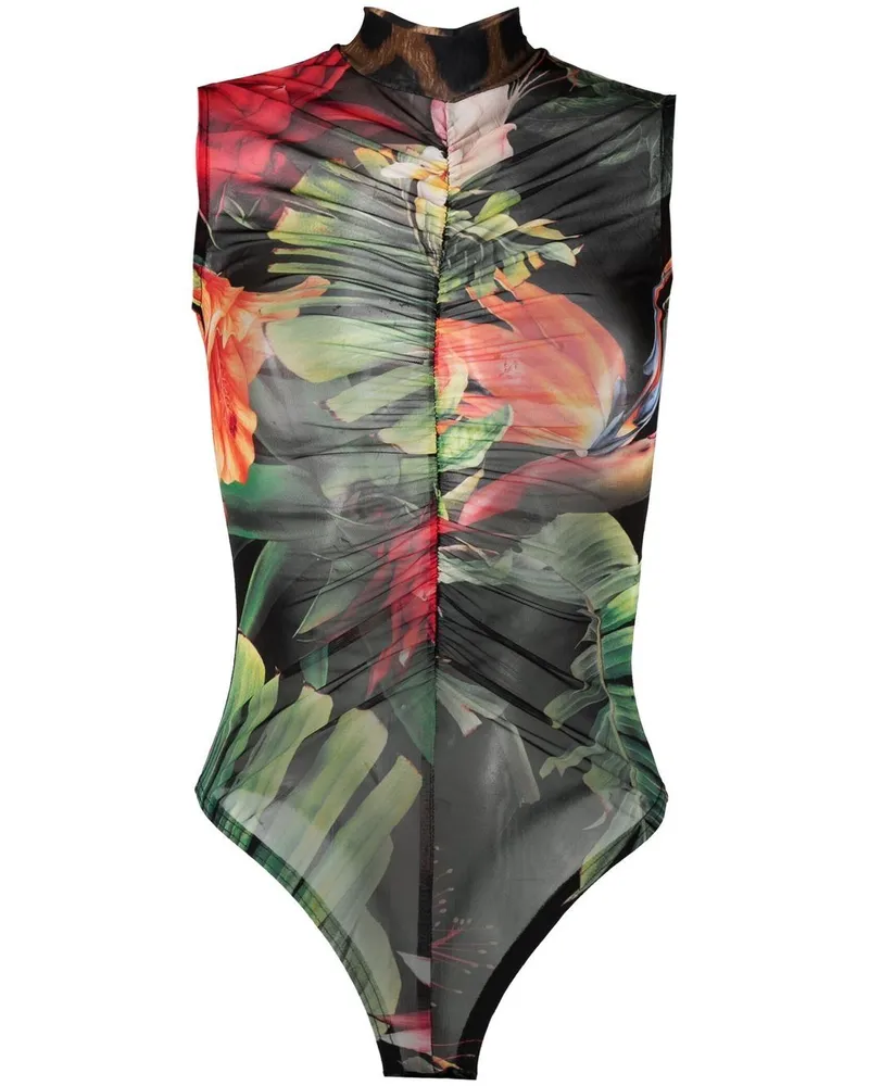 Philipp Plein Body mit Blumen-Print - Schwarz Schwarz