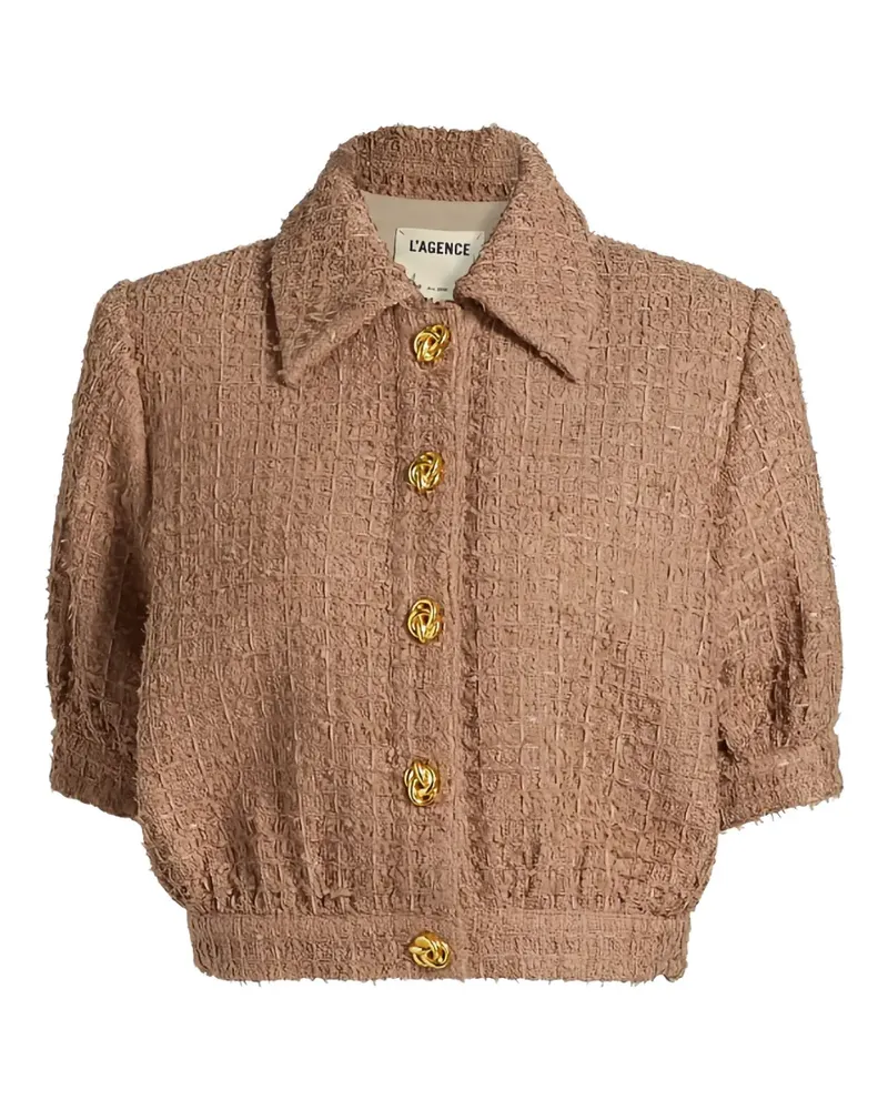 L'Agence Cropped-Jacke aus Tweed - Braun Braun