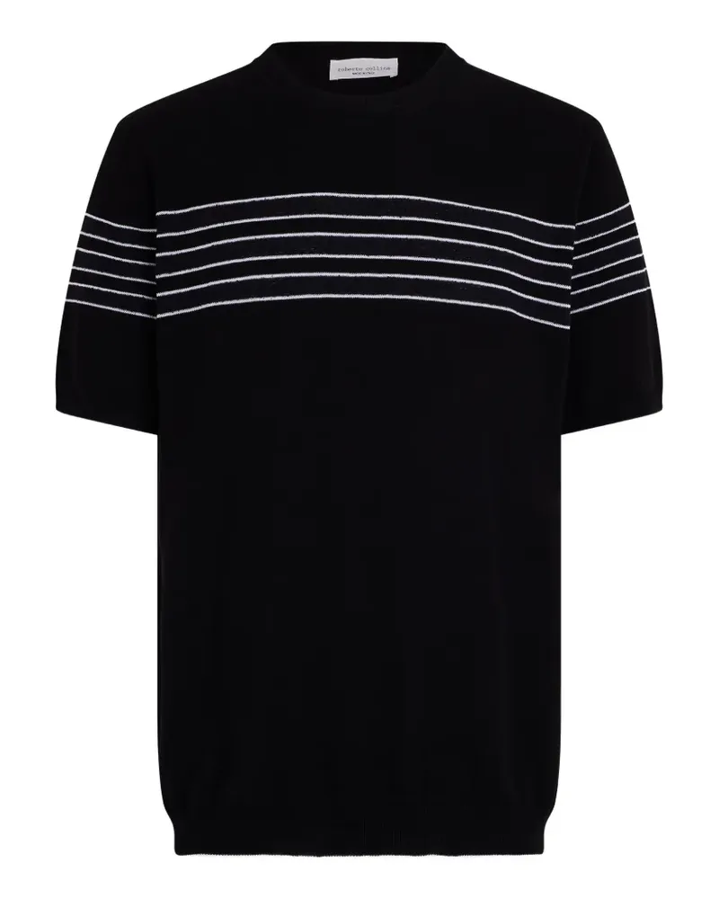 Roberto Collina stripe-pattern short-sleeve T-shirt - Schwarz Schwarz