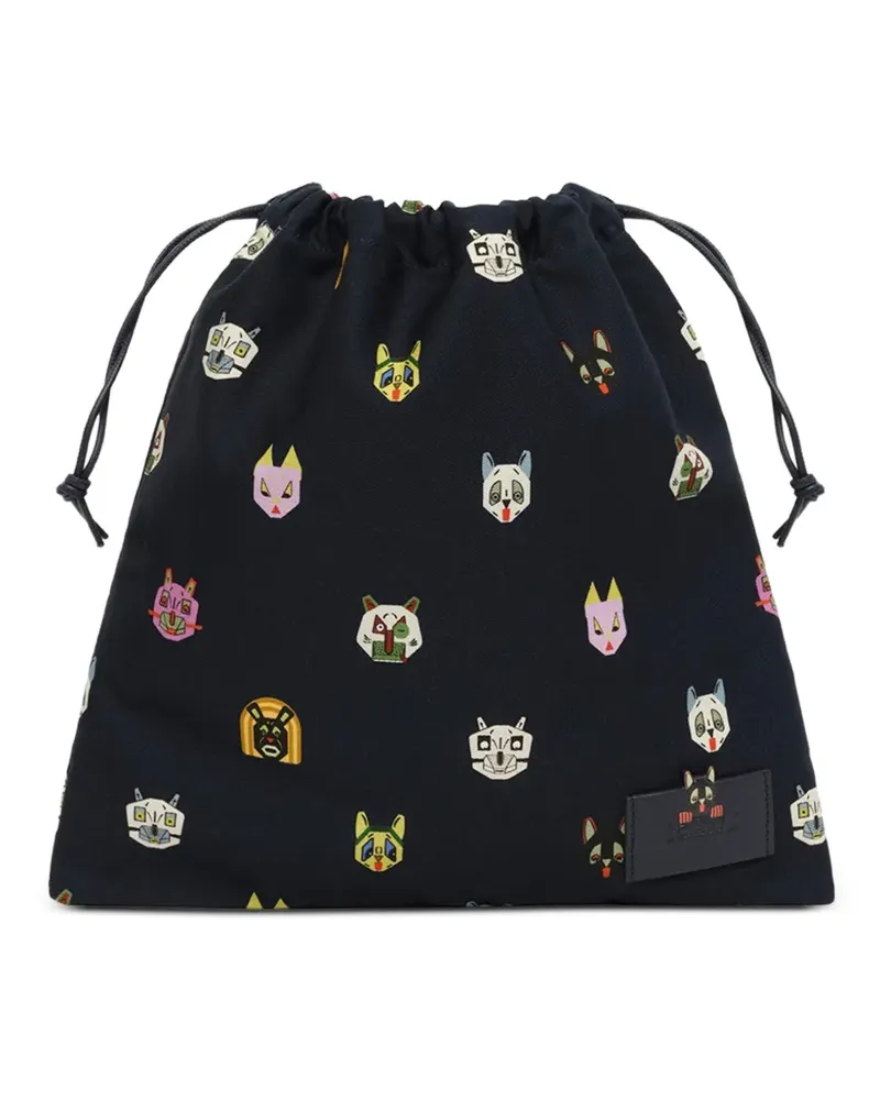 Loewe small cat-motif drawstring pouch - Blau Blau