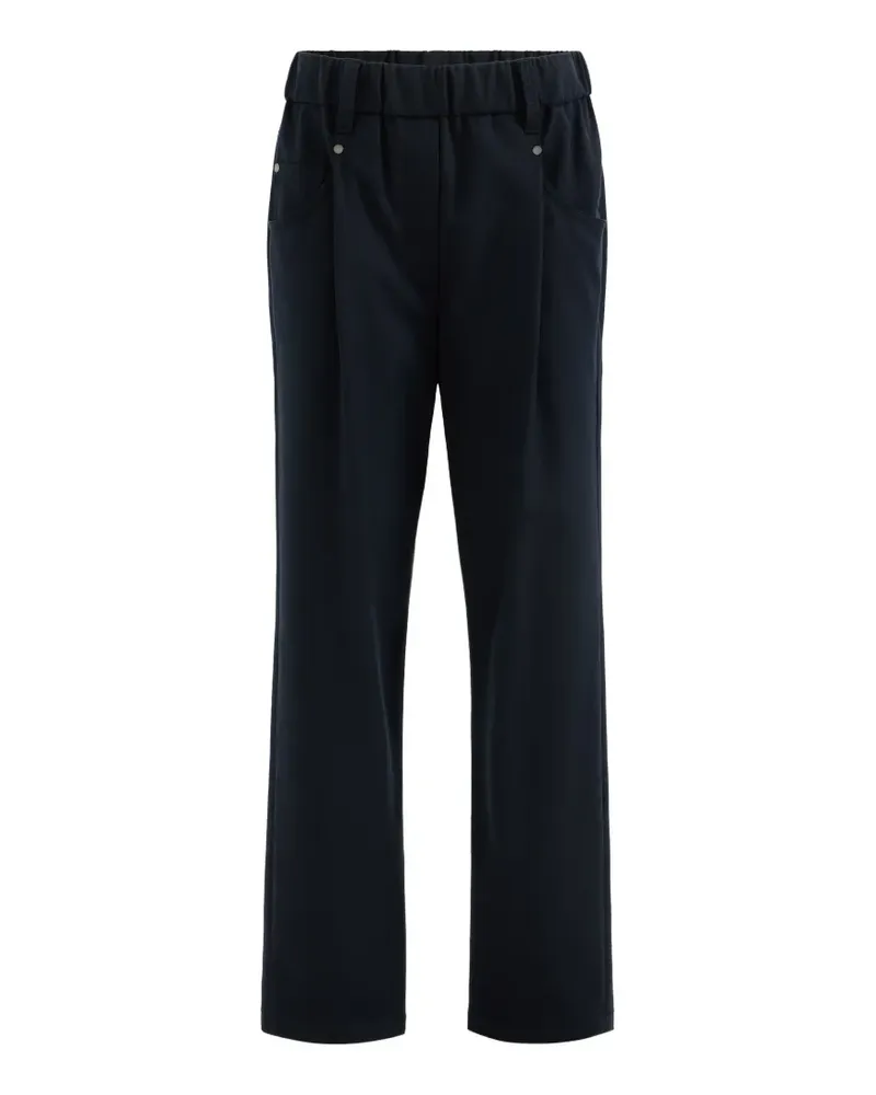 Brunello Cucinelli stretch cotton cover baggy pull-on trousers with shiny bartack - Blau Blau