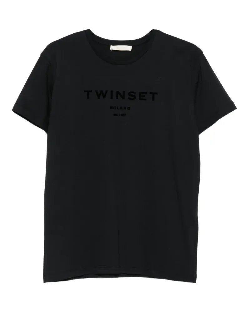 Twin-Set T-Shirt mit Logo-Detail - Schwarz Schwarz