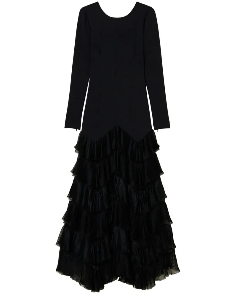 Twin-Set Tüll-Maxikleid mit Falten - Schwarz Schwarz