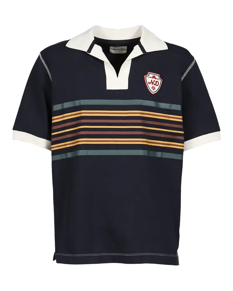 Nicholas Daley Gestreiftes Rugby-Poloshirt mit Stickerei - Blau Blau