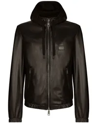 Dolce & Gabbana Kapuzenjacke mit Logo-Schild Schwarz