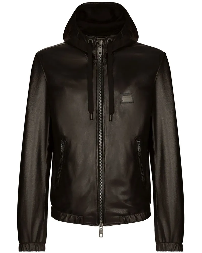 Dolce & Gabbana Kapuzenjacke mit Logo-Schild Schwarz