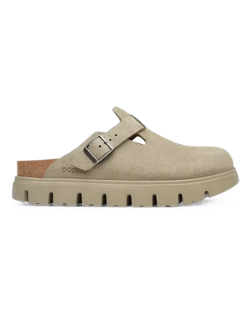 Birkenstock Boston Chunky buckle suede mules - Nude Nude