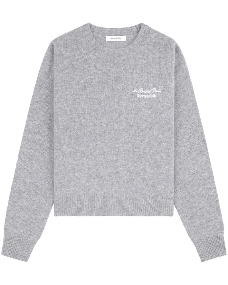 SPORTY & RICH Kaschmirpullover mit Logo-Stickerei - Grau Grau