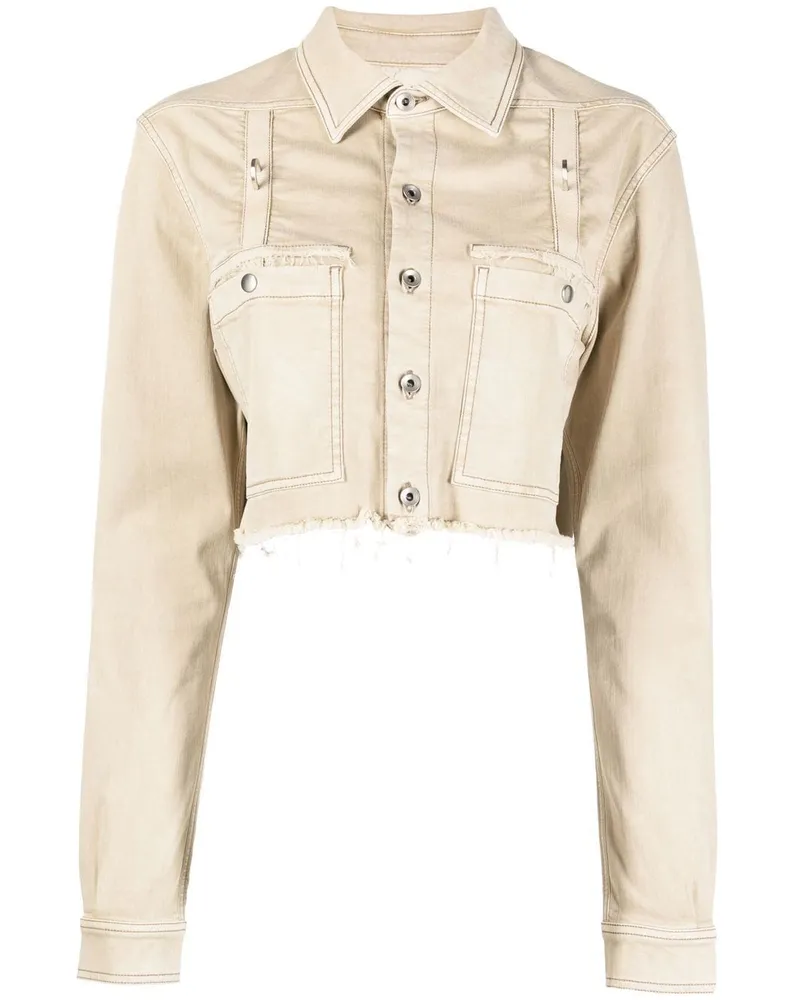 Rick Owens Cropped-Hemdjacke mit offenem Saum - Nude Nude
