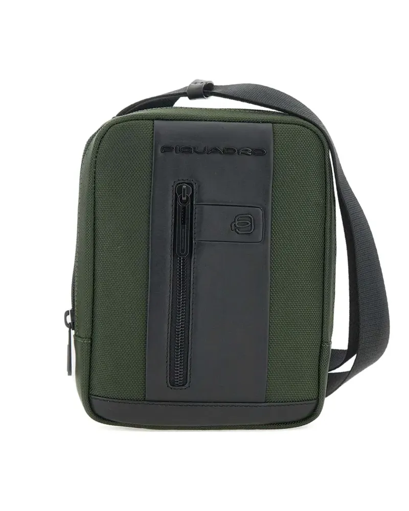 Piquadro Kuriertasche mit Lederbesatz - Grün Grün