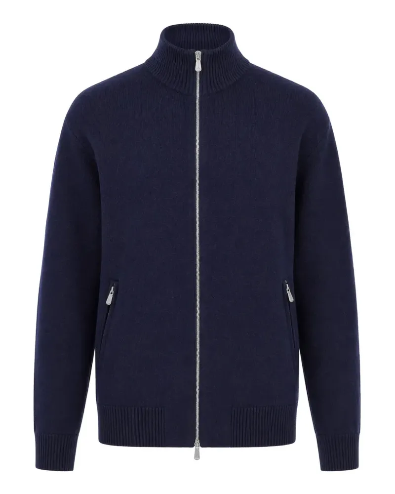 Brunello Cucinelli zip-up ribbed-trim cardigan - Blau Blau
