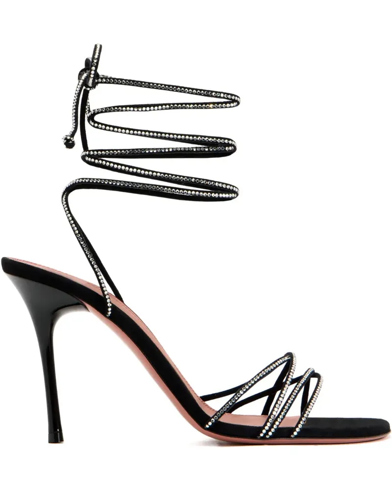 Amina Muaddi Verzierte Lori Sandalen mit Riemen 95mm - Schwarz Schwarz