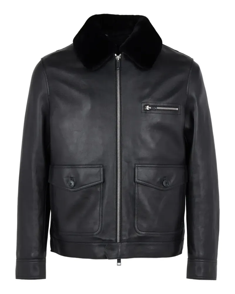 Yves Salomon shearling-collar leather jacket - Schwarz Schwarz