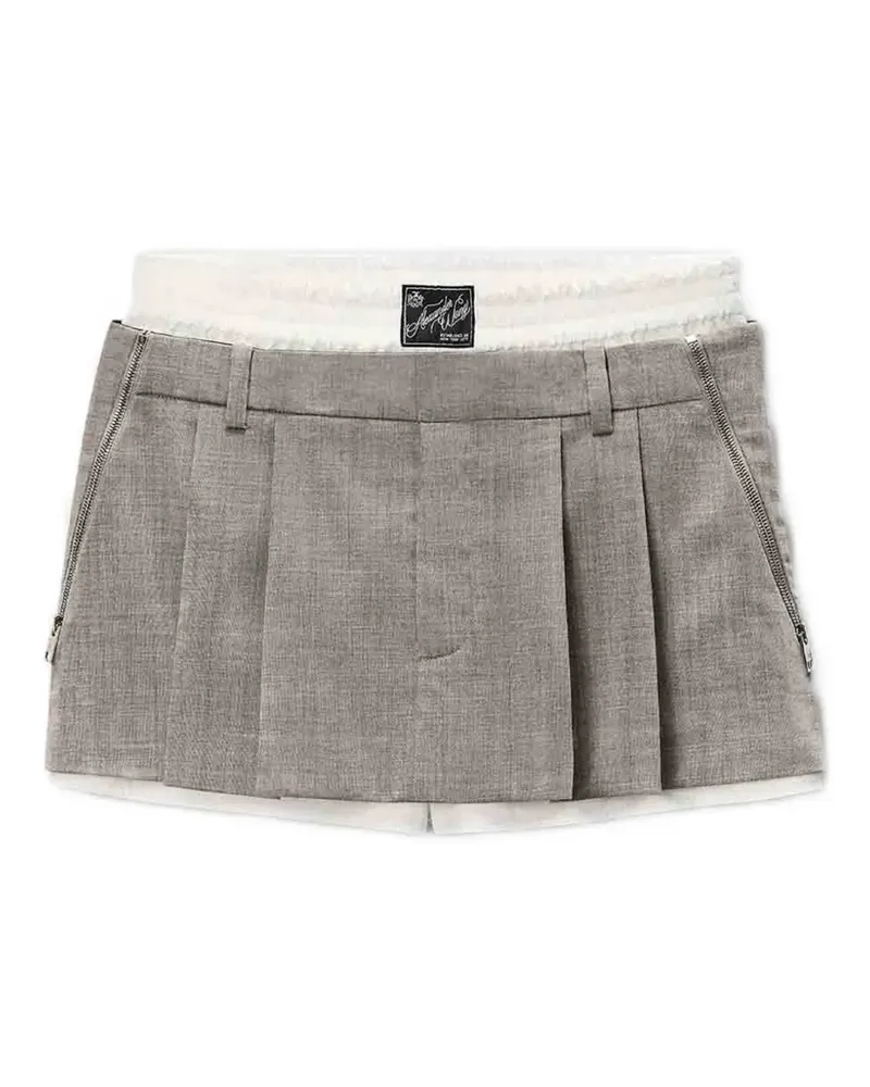 Alexander Wang pleated layered-waistband mini skirt - Grau Grau