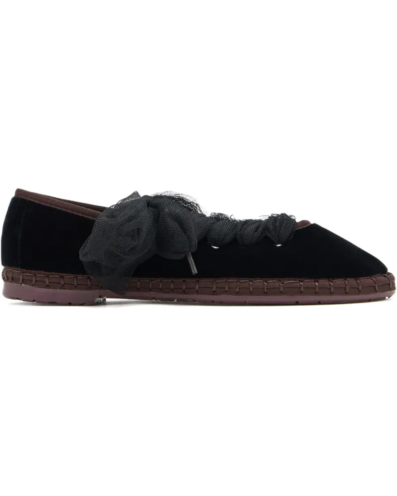 FLABELUS Ginevra tulle ribbon espadrilles - Schwarz Schwarz