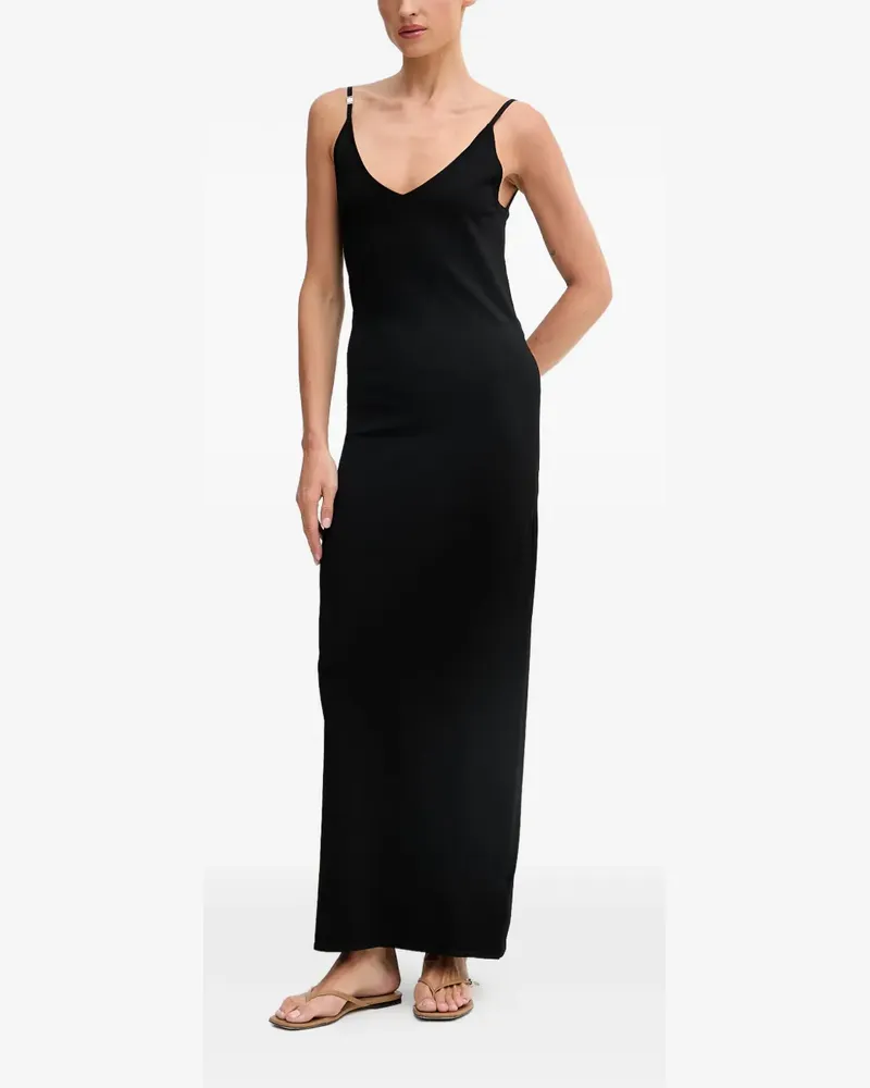 Guess logo-plaque spaghetti-strap maxi dress - Schwarz Schwarz