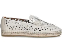 Espadrilles mit Blumenstickerei - Grau
