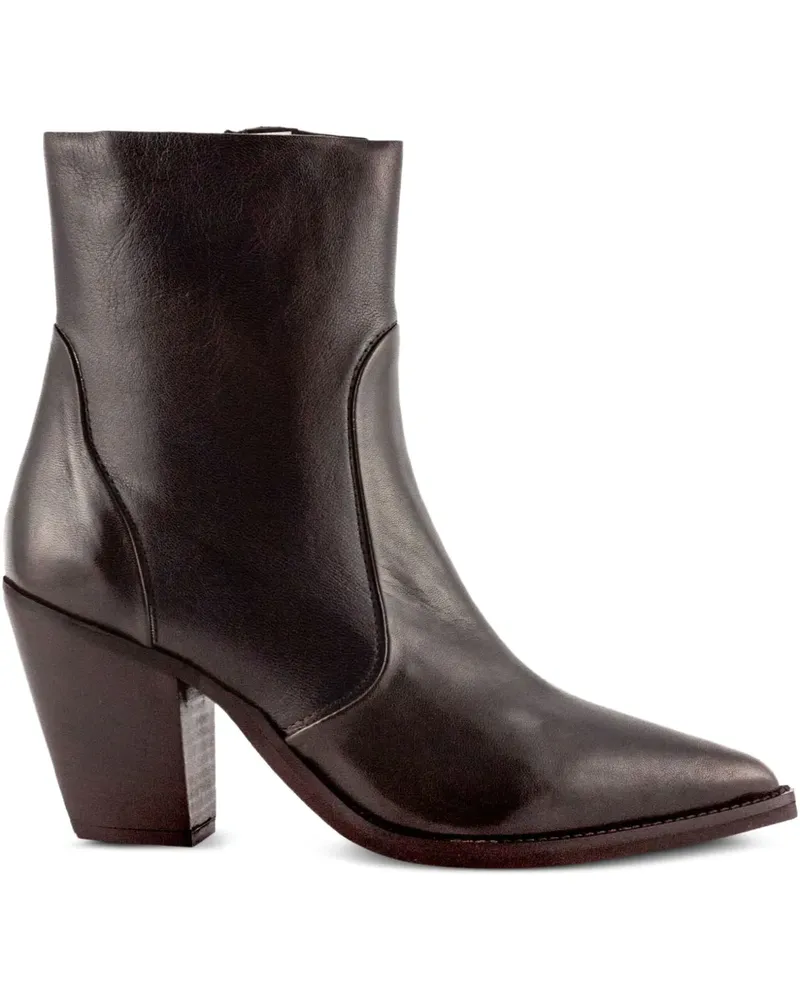 Julie Dee Spitze Stiefel mit Blockabsatz 70mm - Braun Braun