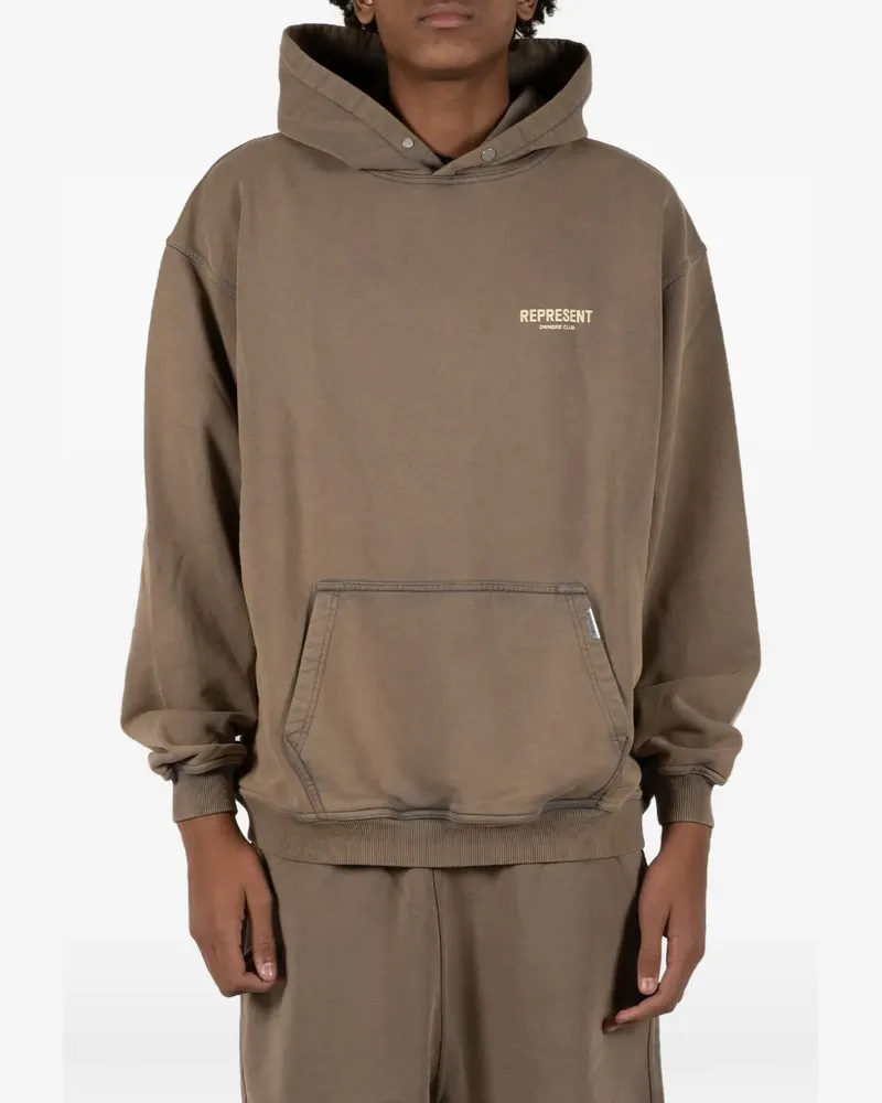 REPRESENT logo-print hoodie - Braun Braun
