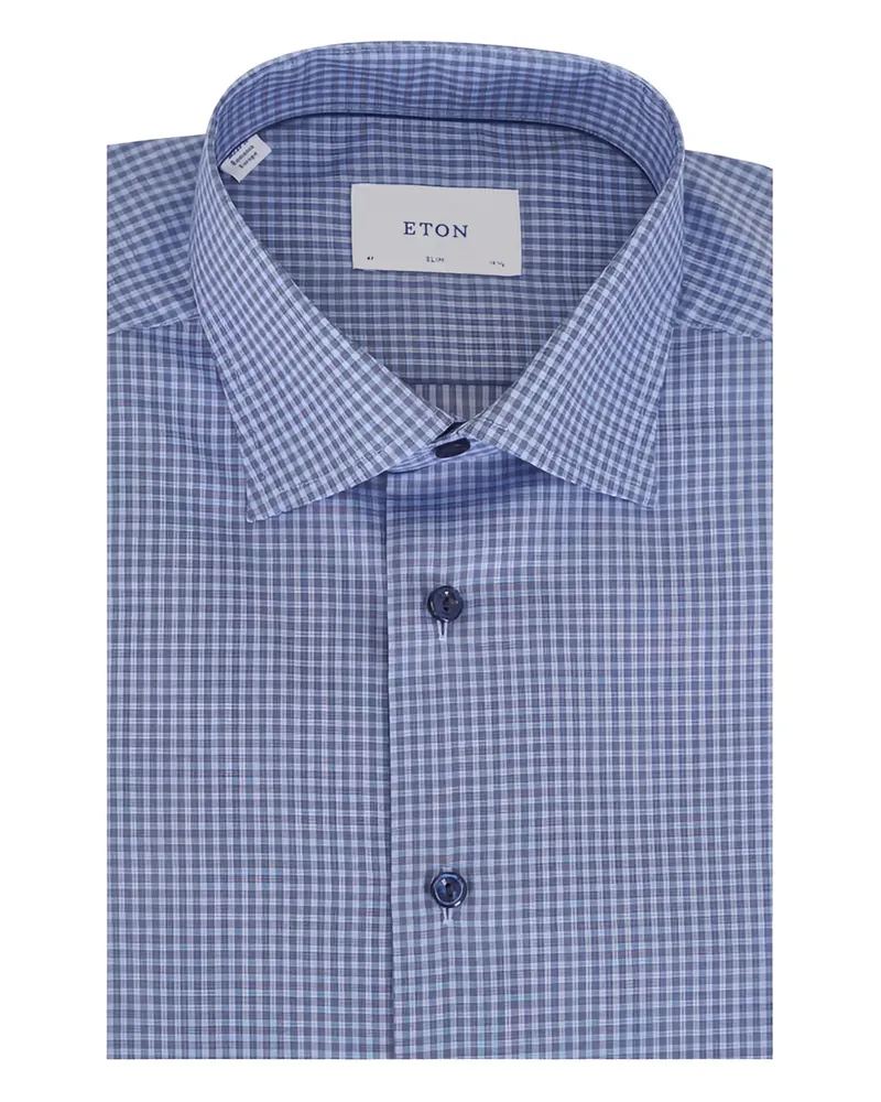 Eton twill check shirt - Blau Blau