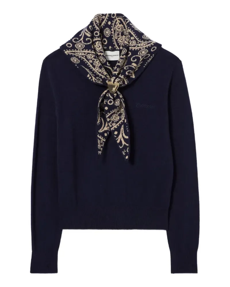 Claudie Pierlot Pullover mit goldfarbenem Herz - Blau Blau