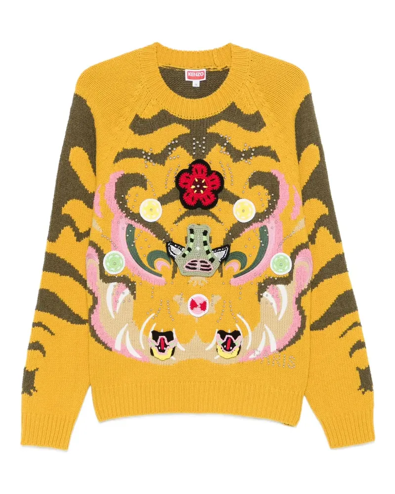 Kenzo Pullover mit Tigerverzierung - Gelb Gelb