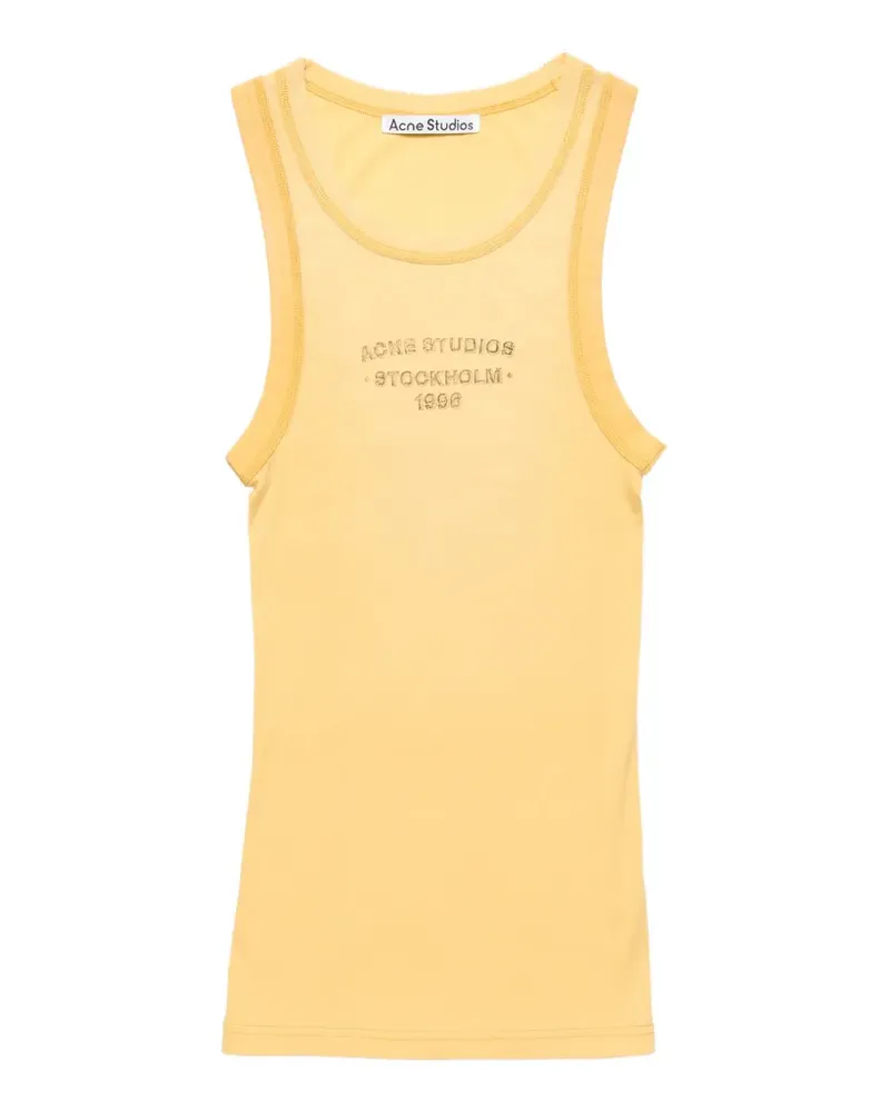 Acne Studios logo-print ribbed tank top - Gelb Gelb