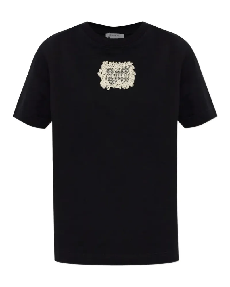 Alexander McQueen lace-appliqué T-shirt - Schwarz Schwarz